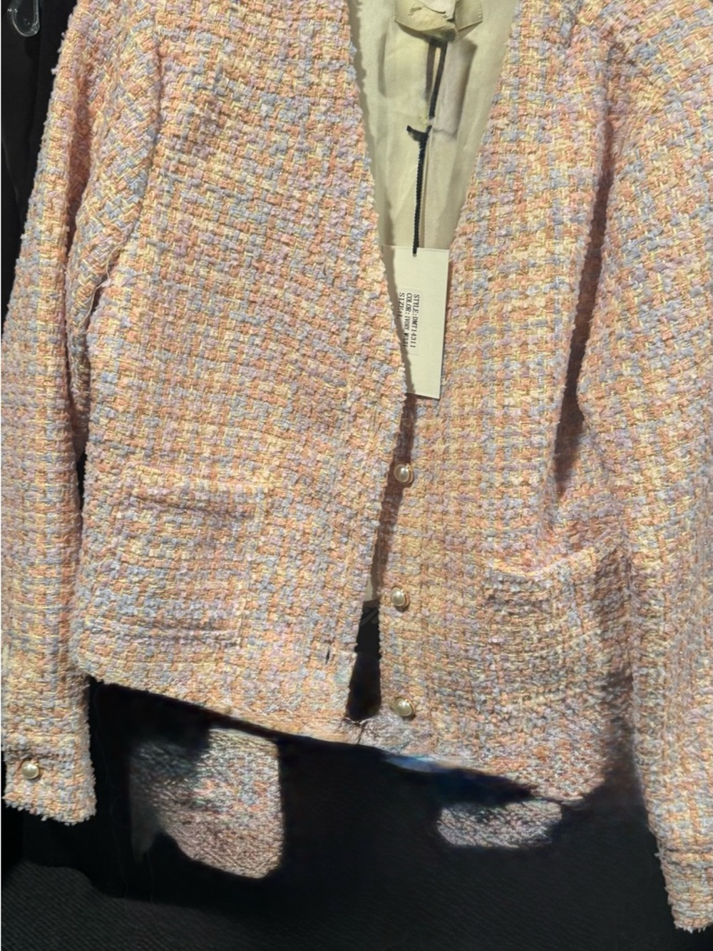 Dance & Marvel Pastel pink and lavender Tweed Blazer.Great w blue jeans or white